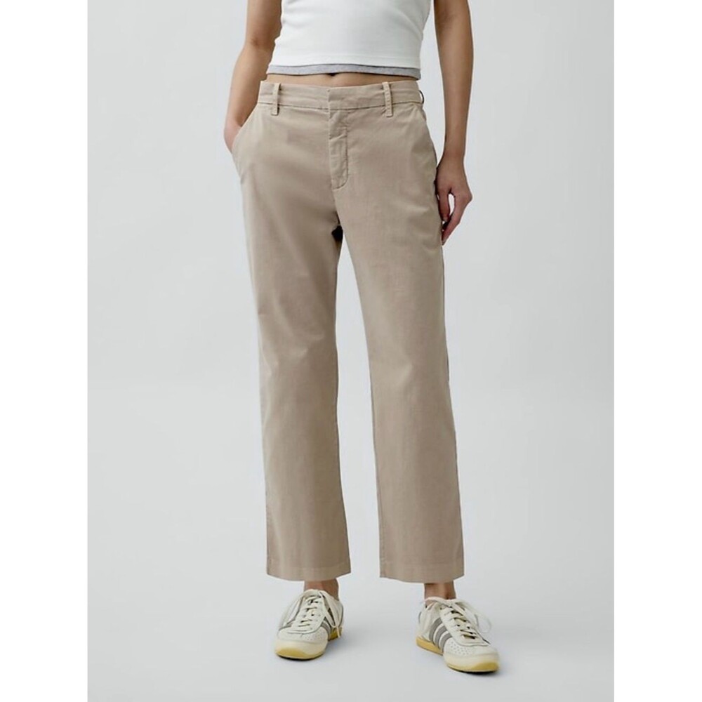 GAP Girlfriend Tan Khakis Chino Pants Mid Rise Straight Leg Sz 6 Casual Chic